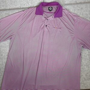 FJ The Players Polo Shirt Purple White Striped XXL Preppy TPC Sawgrass
